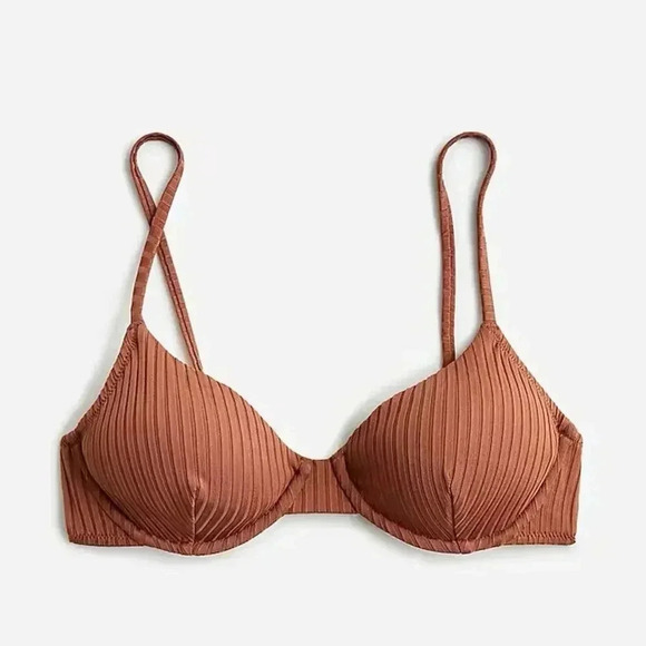 J Crew Wide rib french bikini top in Appalachian Brown Bra Size 38C NWT - Picture 3 of 8